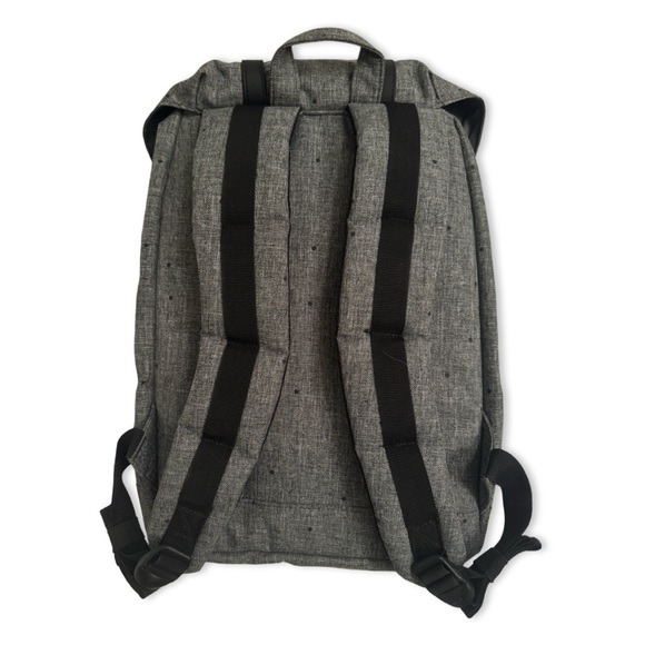 Herschel Little America Heathered Gray Black Dot Backpack EUC - Picture 2 of 5